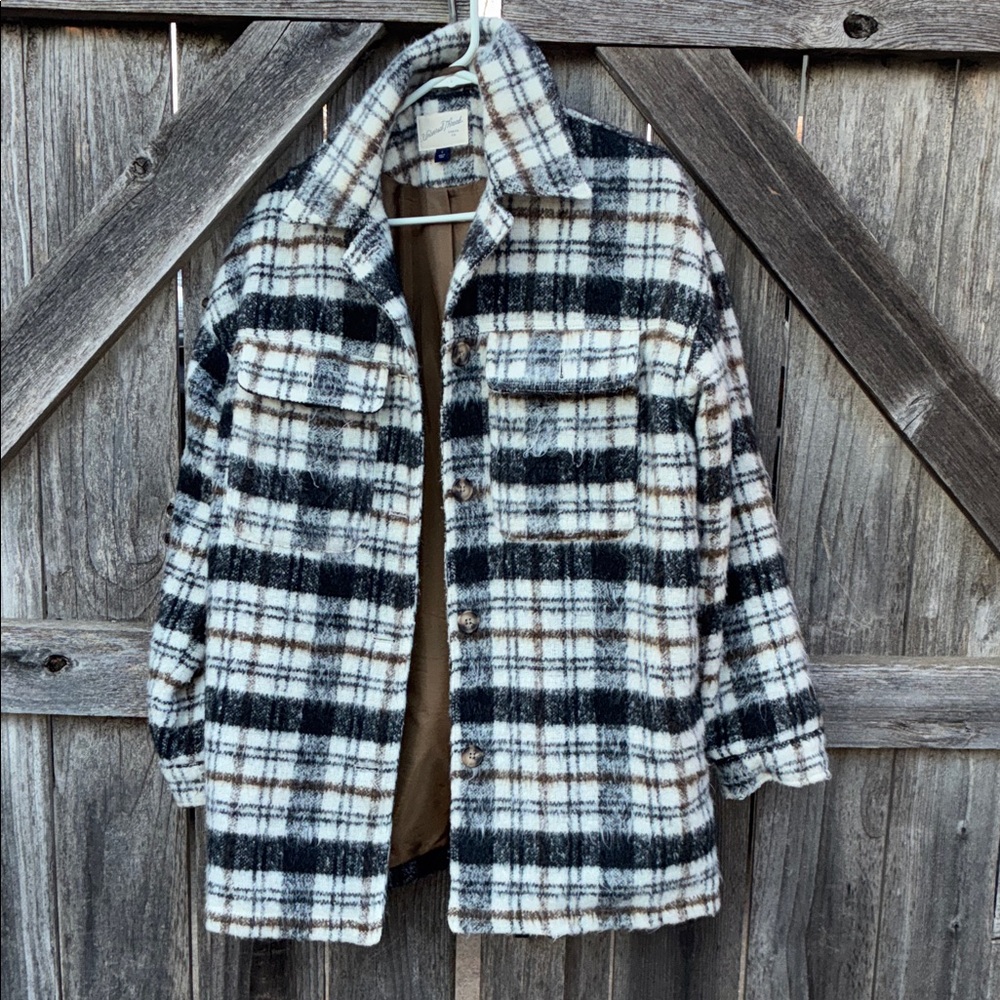 Womens Universal Thread Plaid Wool-Blend Jacket